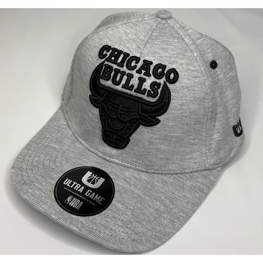 Ultra Game Chicago Bulls NBA Snapback Hat Cap Heather Gray Embroidered NWT